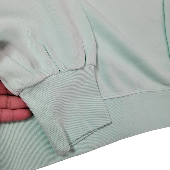 Goodthreads Women's Heritage Fleece Ruffle Shoulder Sweatshirt Mint Green XXL - Picture 8 of 11